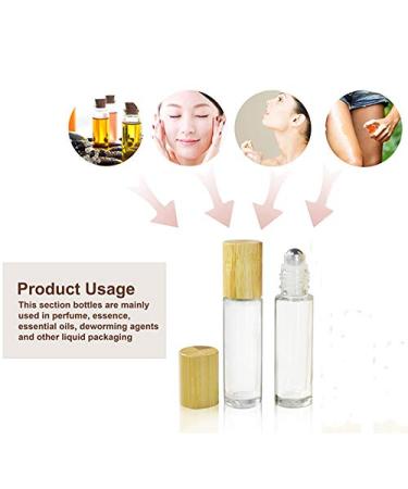 Buy 6 Count 10ml Bamboo Roll-On Bottles for Essential Oils | Clear Glass with Bamboo Lid | Portable Aromatherapy & Perfume Vials - Buy Online on GoSupps.com