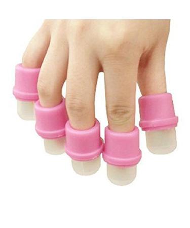 MauSong 10 Pcs Wearable Nail Soak Soakers Polish Remover DIY Acrylic Uv Gel Cap Tip Set (Pink)
