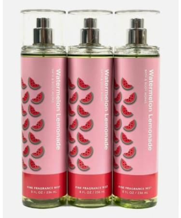 Bath and Body 3 Pack FINE FRAGRANCE MIST 8 fl oz / 236 mL (Packaging may Vary) (WATERMELON LEMONADE)