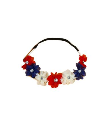 BBTDIN Patriotic Flower Crown Headband Independence Day Floral Flower Hair band JHN39 (Blue Red White)