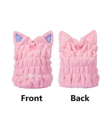 OrangeTag 2Pcs Ultra Absorbent Microfiber Hair Towel Wrap with Cute Kitty Ears for Women & Girls | Quick Drying Bath Tool Hat - Buy Online on GoSupps.com