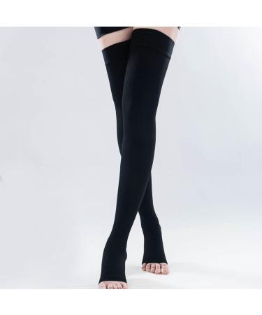 Merch stockings knee compression stockings still compression stocking above the knee class 3 printing bandage wrap shaping varicose vein sock (l/black) black l