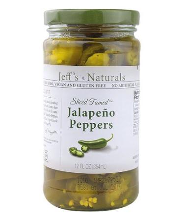 Jeff's Naturals Sliced Tamed Jalapeno Peppers 12 Ounce (Pack of 2)
