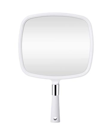 Orange Tech Large Hand Held Mirror with Handle, Makeup Hand Mirror with Hook Hole for Bathroom and Bedroom, Barbers Haircut Mirror for Home and Salon