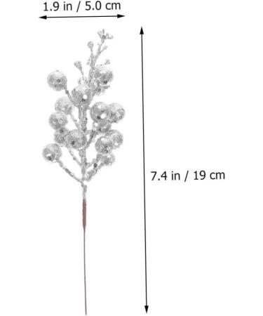 DECHOUS 20pcs Christmas Imitation Berries Christmas Decorations Wreath Flower Garland Tree Branches for Decoration Simulation Berries Branch Fake Berry Christmas Tree Foam Artificial Fruit Silver 19X5X5CM - Buy Online on GoSupps.com