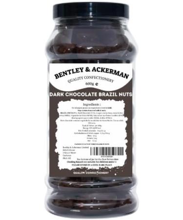 Dark Chocolate Brazil Nuts - (600g) Original Dark Chocolate Brazil Nuts in a Gift Jar By Bentley & Ackerman's Sweet Shop. - Buy Online on GoSupps.com