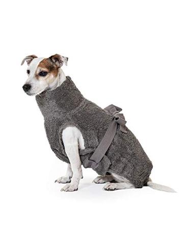Lill's dog wadder 100% organic cotton bathrobe dog extra absorbent stone gray (gray) (3xs: 35 cm back length) 3xs: 35 cm back length stone gray (gray)