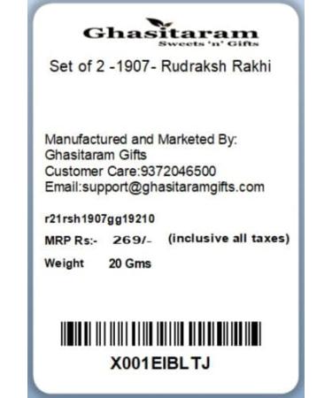 Ghasitaram Gifts Rakhi for Brother Rakhis Online -Set of 2-1907- Rudraksh Rakhi - Buy Online on GoSupps.com