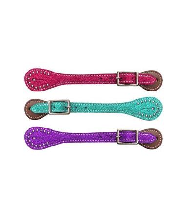 Showman Youth Glitter Leather Spur Straps Pink - Buy Online on GoSupps.com