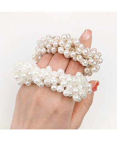 Ruihfas 3Pcs Korean Beaded Hair Scrunchies for Women and Girls - Fashionable Elastic Hair Ties with Pearls - Buy Online on GoSupps.com