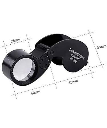 Spacmirrors LED Magnifying Glass 40X Full Metal Jewel Jewel Ring Pocket Folding Glass Jeweler Eye Magnifier - Buy Online on GoSupps.com