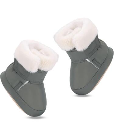 LACOFIA Baby Winter Booties Shoes - 12-18 Months, Gray | Infant Anti-slip Soft Sole Slipper Booties Crib Shoes - Buy Online on GoSupps.com