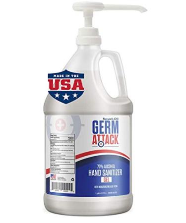Nature's Oil 1 Gallon (128oz) Germ Attack Hand Sanitizer Gel With Pump - 70% ALCOHOL FORMULA- From