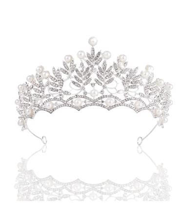 Kamirola - Baroque Wedding Crown Pearl Bride Tiaras Crystal Crown and Tiaras Flower Bridal Headpieces for Women and Girls