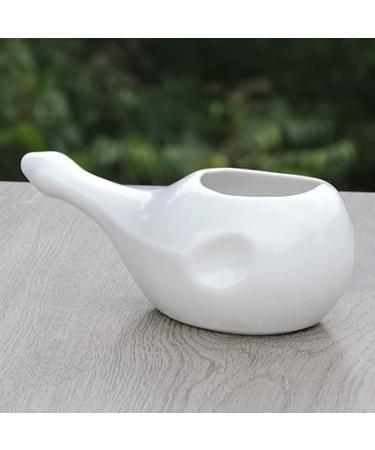 Ancient Impex Ceramic Neti Pot for Nasal Cleansing Without Handle + 5 Sachets Neti Salt - White Color Holds 300.00 Ml(10.14 Fl Oz) Capacity - Buy Online on GoSupps.com