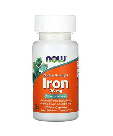 Now Foods Iron Double Strength 36 mg 90 Veg Capsules