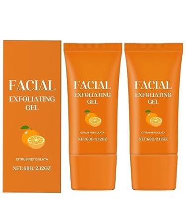 2PCS Orange facial Exfoliating Gel Deep Cleansing Exfoliation Face Scrub - Hydrating Daily Face Wash Gentle Scrub for Pore Facial Wash Moisturizing and Rejuvenating with Vitamin C for Women 60g
