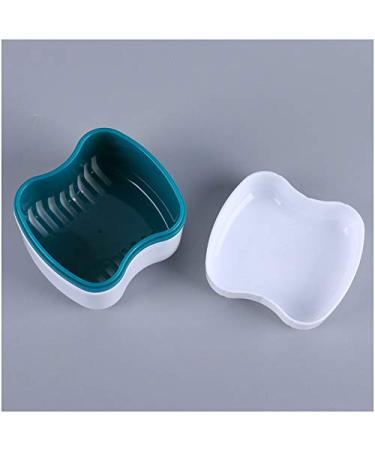 Strong Denture Case with Brush and Cups - Lake Green | Denture Holder and Retainer Cleaning Case - Buy Online on GoSupps.com