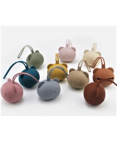 Schnuller Storage Box | Bear Pacifier Holder Case | Silicone Pacifier Storage for Babies | Gray-Brown Pacifier Chain - Buy Online on GoSupps.com