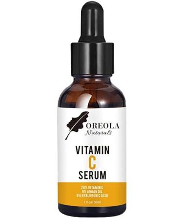 20% Vitamin C Serum For Face- 20% Vitamin C Infused with Hyaluronic Acid and Argan Oil 30ml/1fl Oz by Oreola Naturals - Buy Online on GoSupps.com