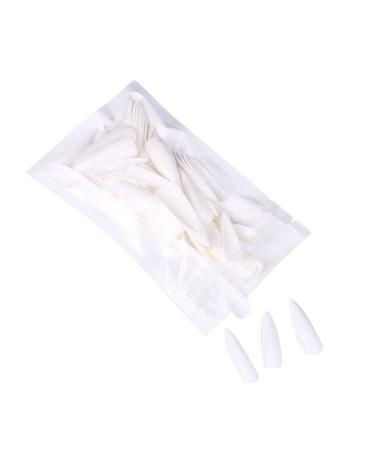 dijiusidy 1 Set Press on Nails Almond Fingernails Stick Solid Color Full Cover Art Decals Salon Supplies DIY Decorations No.1 white