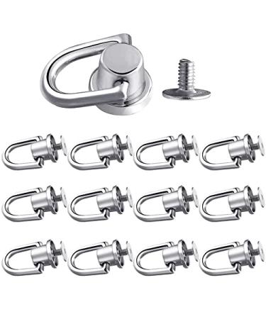 12 Pieces D Ring Stud Screw Ball Post Head Buttons Stud Screw, Metal Ring for Wallet Strap Shoe Accessories Silver - Buy Online on GoSupps.com