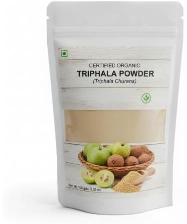 Organic Triphala Powder Ayurvedic Churna Herbal Blend of Harad Bahad & Amla Helps in Digestion & Bowel Movement 100gm - Buy Online on GoSupps.com