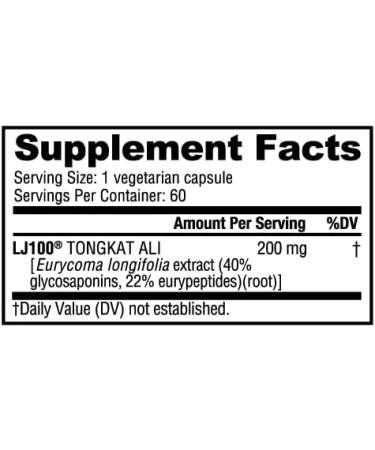 NutraBio Tongkat Ali LJ 100 - 200mg Capsules for Muscle Mass Strength & Performance - 60 Servings - International Shipping Available - Buy Online on GoSupps.com