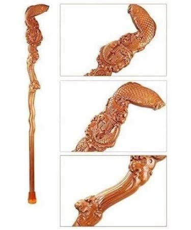 Walking Stick Solid Wood Gift Crutches Chinese Classical Style Natural Wood Stick Hand-Carved Fish Cane for Old Man Durable 94cm Ideal for Men or Women wi - Buy Online on GoSupps.com