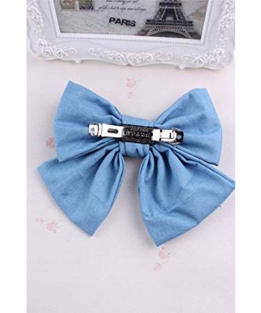 Blue Denim Bow Hair Clip Pin for Girls - Large Bows Hairpin BW01 (Light Blue) - Buy Online on GoSupps.com