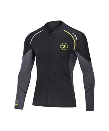 Wetsuit Top Men's 1.5mm Neoprene Wetsuits Jacket,Front Zipper Long Sleeves Diving Suit for Swimming,Snorkeling,Scuba Diving,Surfing  Black Medium