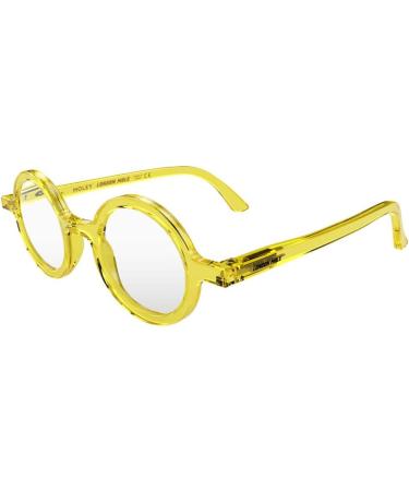 LONDON MOLE Transparent Yellow Reading Glasses 3.0x | Stylish Round Cool Readers with Spring Hinges - Buy Online on GoSupps.com