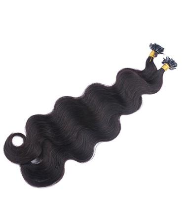 Keratin Bonding Corrugated Hair Extensions 50cm - 150 Strands Black Brown (#1B) - 100% Remy Wavy Real Hair Easy to Use 1g/Strand - Buy Online on GoSupps.com