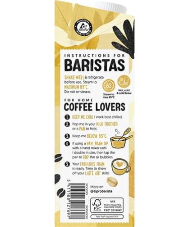 Alpro Barista Oat Drink - Vegan Dairy-Free Naturally Lactose-Free - Perfect for Foaming - 8 x 1L - Sustainable Choice - Buy Online on GoSupps.com