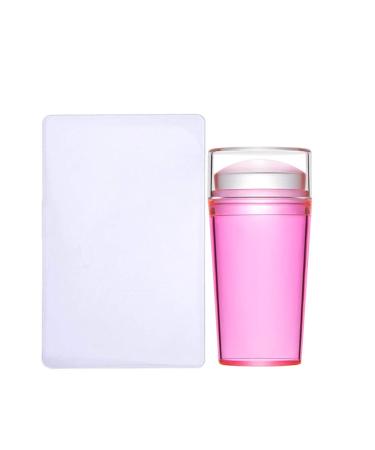 Cacacook nail stamp nail art stamper transparent silicone nail stamp with lid and scraper nail art stamper and scratch manicure nail art tool for diy nail decor pink