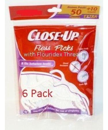 Close Up Precision Floss Picks 60 Ct Pack of 6 (360 Flossers)