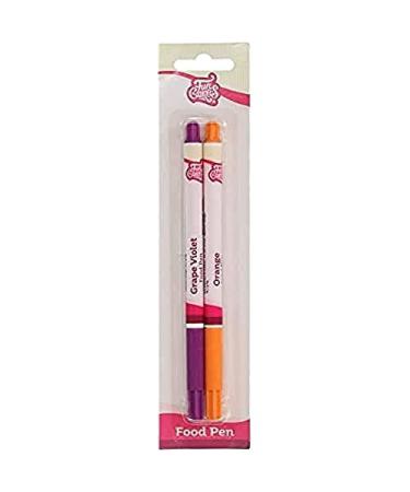 FunCakes Food Pen Purple & Orange Set: Writer with 100% Edible Ink Flexible Tip for both thick and thin lines.Great for personalizing your treats with Messages Quick drying time Set/2