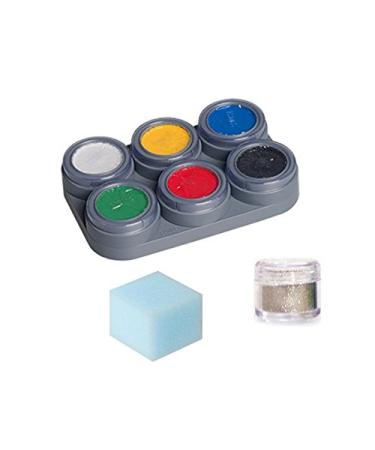 Grimas Water Make up Palette Theater Make-up Children's Make-up 6 Colors Sponge Glitter Set