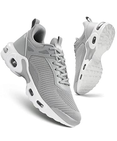 Men's Fashion Sneaker Non Slip Air Running Shoes for Men Athletics Sport Trainer Tennis Basketball Shoes 10 Grey