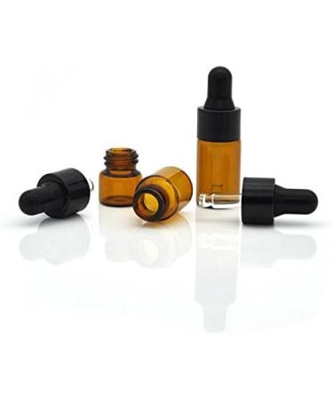 24 Mini Amber Glass Essential Oil Drip Bottles with Black Rubber Caps - Perfect for Cosmetics Perfume & Sample Liquid Storage (1ml) - Buy Online on GoSupps.com