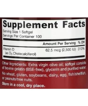 Jarrow Vitamin D3 2500 IU - 100 softgels - Bone Strengthening & Immunity - Essential Food Supplement - Buy Online on GoSupps.com