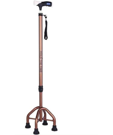 Crutches for Walking Adjustable Quad Cane with Wrist Strap Ergonomic Handle Mobility Aid for Elderly Seniors & Handicap for Tall 39-71in Silver/Gold/Brown Purposiveness