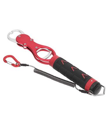 Fish Controller Scale Aluminum Alloy Fishing Grabber Handling and Weighing Tool Fish Lip Grip Tool(Red)