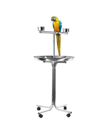 Cage Parrot Stand Stainless Steel Parrot Stand Disc Display Stand Macaw is Used for Medium and Large Parrots Canaries Love Birds Birdcages Decor (Size : Small) (Large) ()
