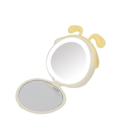 HURRISE Lighted Mirror Lightweight Mirror with Lights Travel Mirror 3000mAh USB Power Bank Compact Mirrors Travel Use for Home Use Touch Up Daily Use (Yellow)