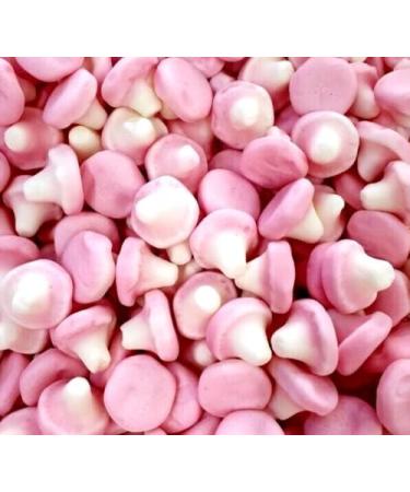 Foam Mushroom Sweets - 1KG Gift Pouch - Strawberry Flavour Pink and White Foam Mushroom Shapped Sweets - Buy Online on GoSupps.com