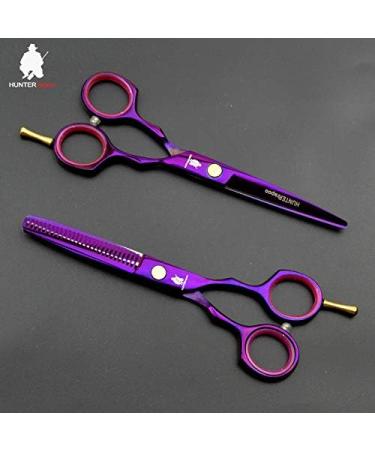 HUNTERrapoo 5.5 inch purple Stainless steel Hair cutting scissors kit thinning Shears for hairdressing barber scissors kit - Buy Online on GoSupps.com