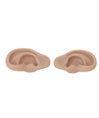 Silicone ear model soft silicone ear model artificial ear model 1 pair of soft flexible simulation ear model for earrings display ear piercing exercise (dark skin color)