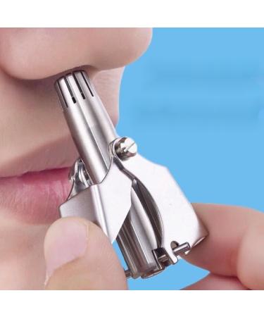 ASEANAO Premium Manual Nose Hair Trimmer for Men and Women Stainless Steel 6 Teeth V Blade Nasal Hair Clippers for Groom Birdie Waterproof Painless Battery-Free with Clean Brush & Travel Box