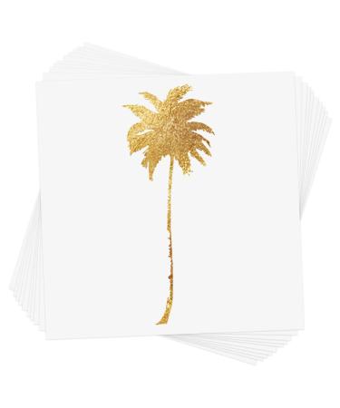 GOLDEN PALM set of 10 assorted premium waterproof metallic gold tropical temporary foil Flash Tattoos | Temporary Tattoo | Beach party favor | Party supplies | waterproof tattoo | Tropical tattoo | Palm Tree